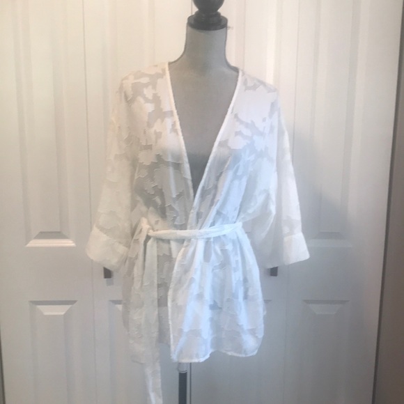 Beautiful White Sheer Kimono - Picture 3 of 11